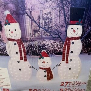 3-Piece‎ 2D  Large Size! Lighted Christmas Snowman Family Set Indoor Outdoor New